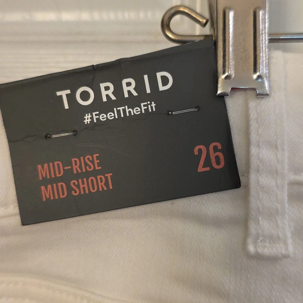 Torrid White Distressed Button-Fly Shorts - Picture 4 of 8